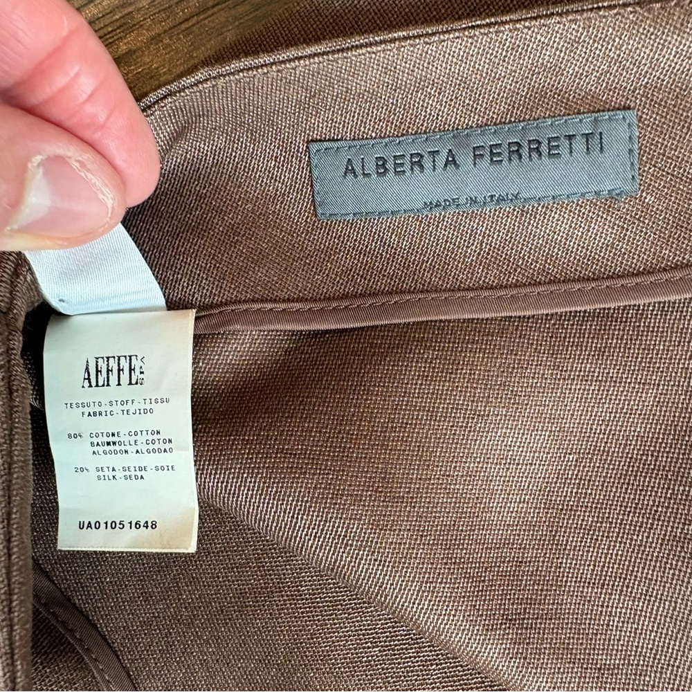 NWOT Alberta Ferretti Cotton/Silk Blend A-Line Skirt, Made in Italy, pleated CB - Picture 3 of 6